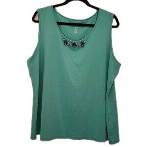Ruby Rd Green Sleeveless Blouse 2X
